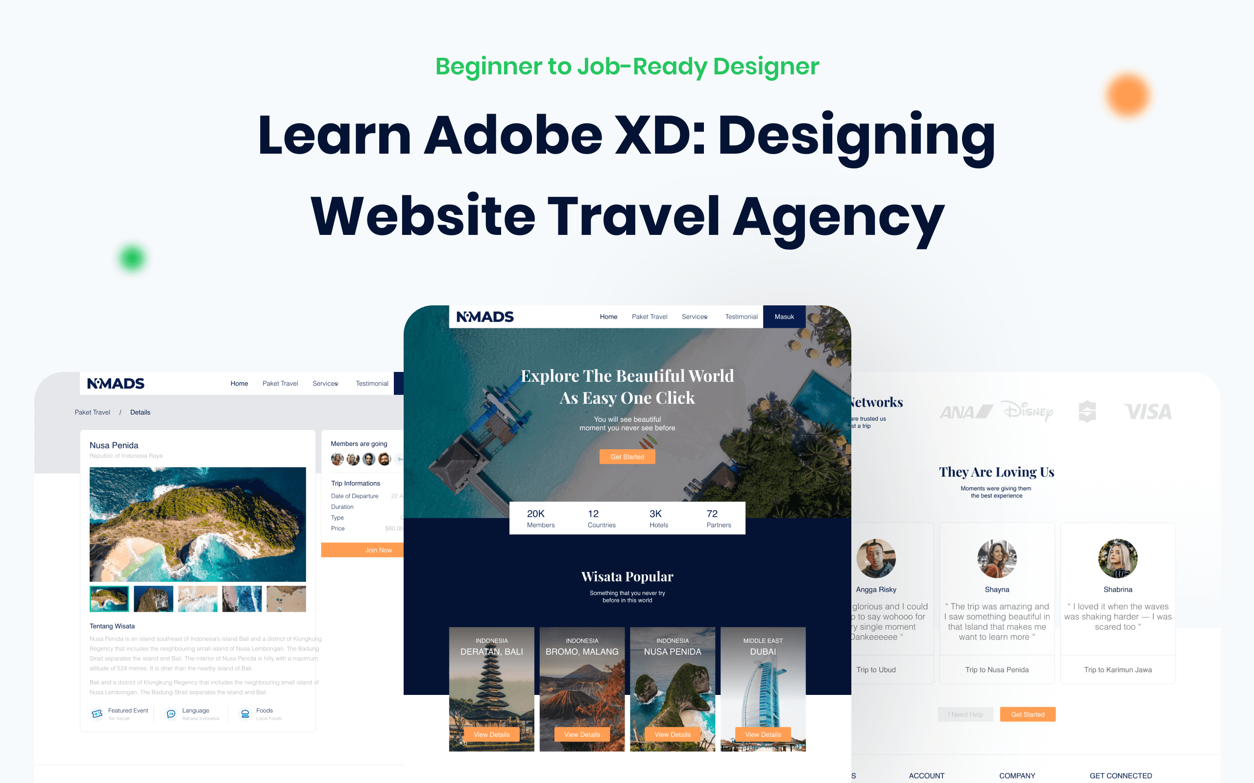Learn Adobe XD UI/UX Web Design: Travel Agency Website